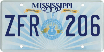 MS license plate ZFR206