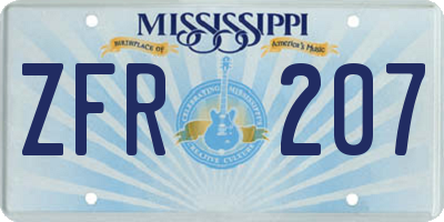MS license plate ZFR207