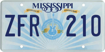 MS license plate ZFR210