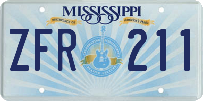 MS license plate ZFR211