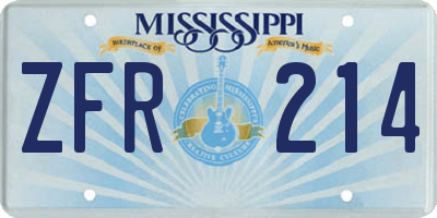 MS license plate ZFR214