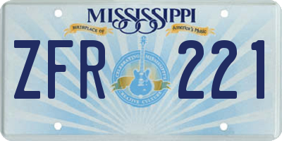MS license plate ZFR221