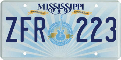 MS license plate ZFR223