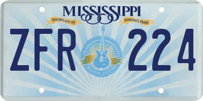 MS license plate ZFR224