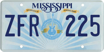 MS license plate ZFR225