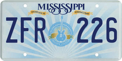 MS license plate ZFR226
