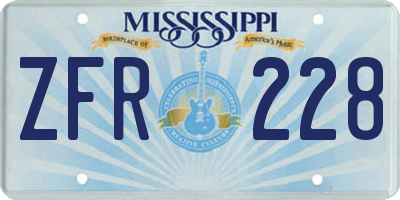 MS license plate ZFR228