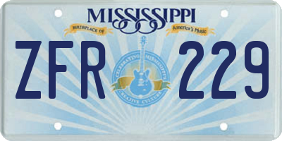 MS license plate ZFR229