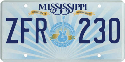 MS license plate ZFR230