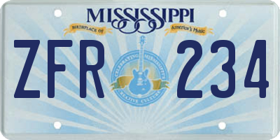 MS license plate ZFR234