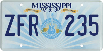 MS license plate ZFR235