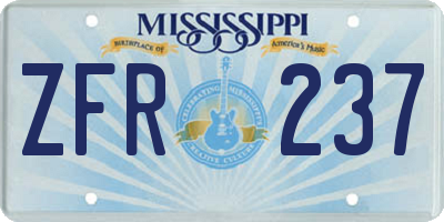 MS license plate ZFR237