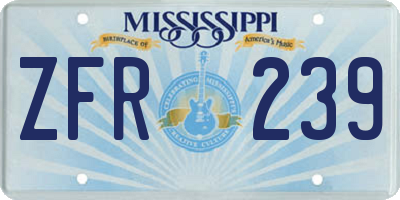 MS license plate ZFR239