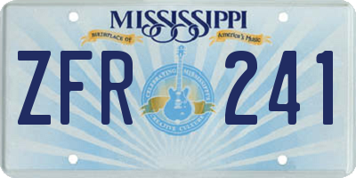 MS license plate ZFR241