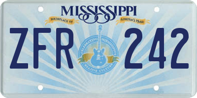 MS license plate ZFR242