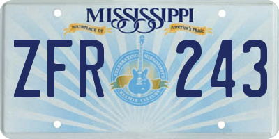 MS license plate ZFR243