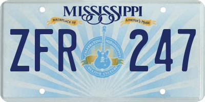 MS license plate ZFR247