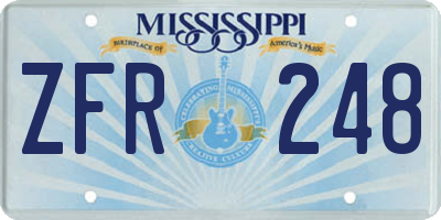 MS license plate ZFR248