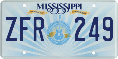 MS license plate ZFR249