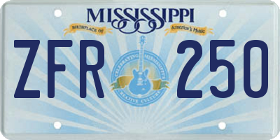 MS license plate ZFR250