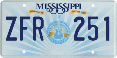 MS license plate ZFR251