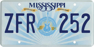 MS license plate ZFR252