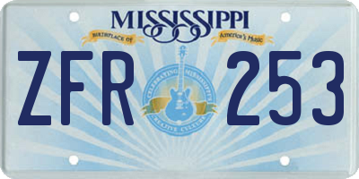 MS license plate ZFR253