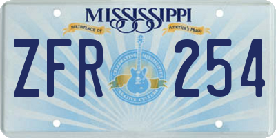 MS license plate ZFR254