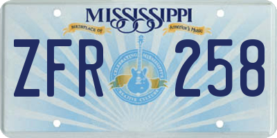 MS license plate ZFR258
