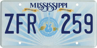 MS license plate ZFR259