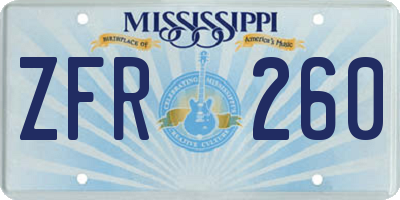 MS license plate ZFR260