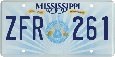 MS license plate ZFR261