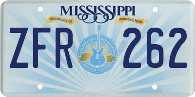 MS license plate ZFR262