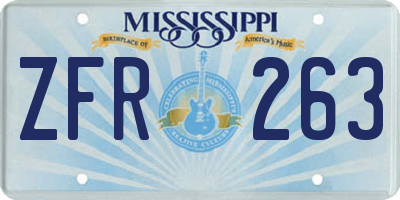 MS license plate ZFR263