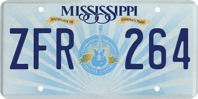 MS license plate ZFR264