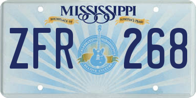 MS license plate ZFR268
