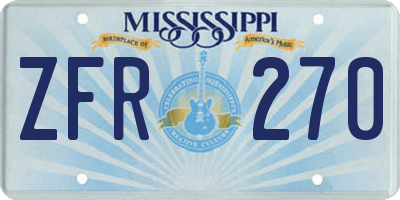 MS license plate ZFR270