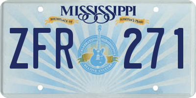 MS license plate ZFR271