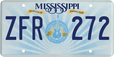 MS license plate ZFR272