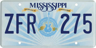 MS license plate ZFR275