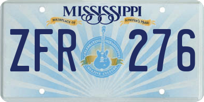 MS license plate ZFR276
