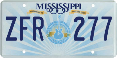 MS license plate ZFR277