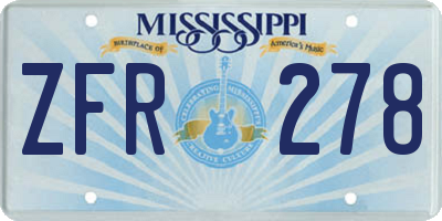 MS license plate ZFR278