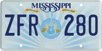 MS license plate ZFR280