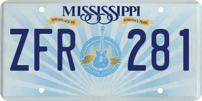 MS license plate ZFR281