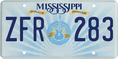 MS license plate ZFR283