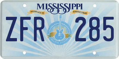 MS license plate ZFR285