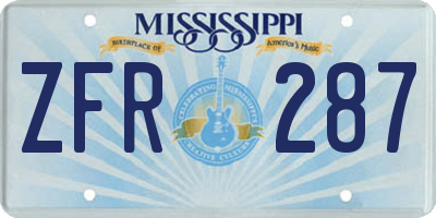 MS license plate ZFR287