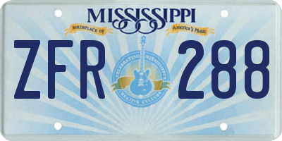 MS license plate ZFR288