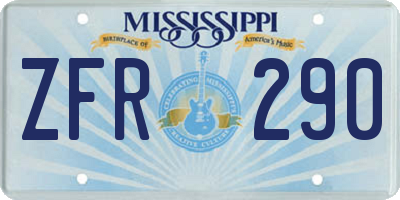 MS license plate ZFR290